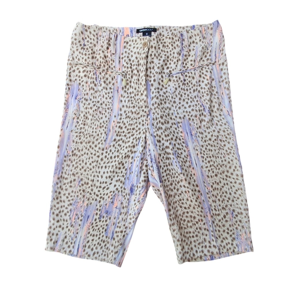 DKNY‎ Golf Womens Size 8 Lavender Animal Print Bermuda Golf Shorts